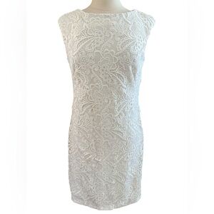 Lauren Ralph Lauren White Embroidered Lace Cap Sleeve Mini Dress Size 10